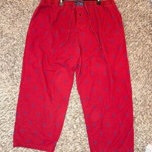 Vintage Polo Ralph Lauren Men's Red Blue XL Pajama Pants 100% Cotton Drawstring